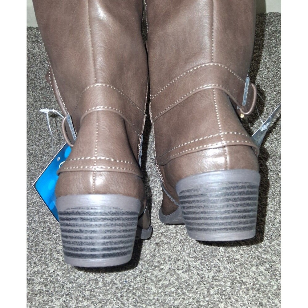 NEW! Women's Easy Street Tenille Wide Shafted Zip Boots, Brown Size 6.5WW - Picture 9 of 12